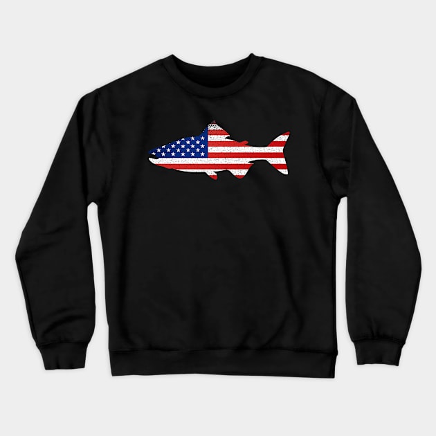 Fish with American Flag Crewneck Sweatshirt by Calisi